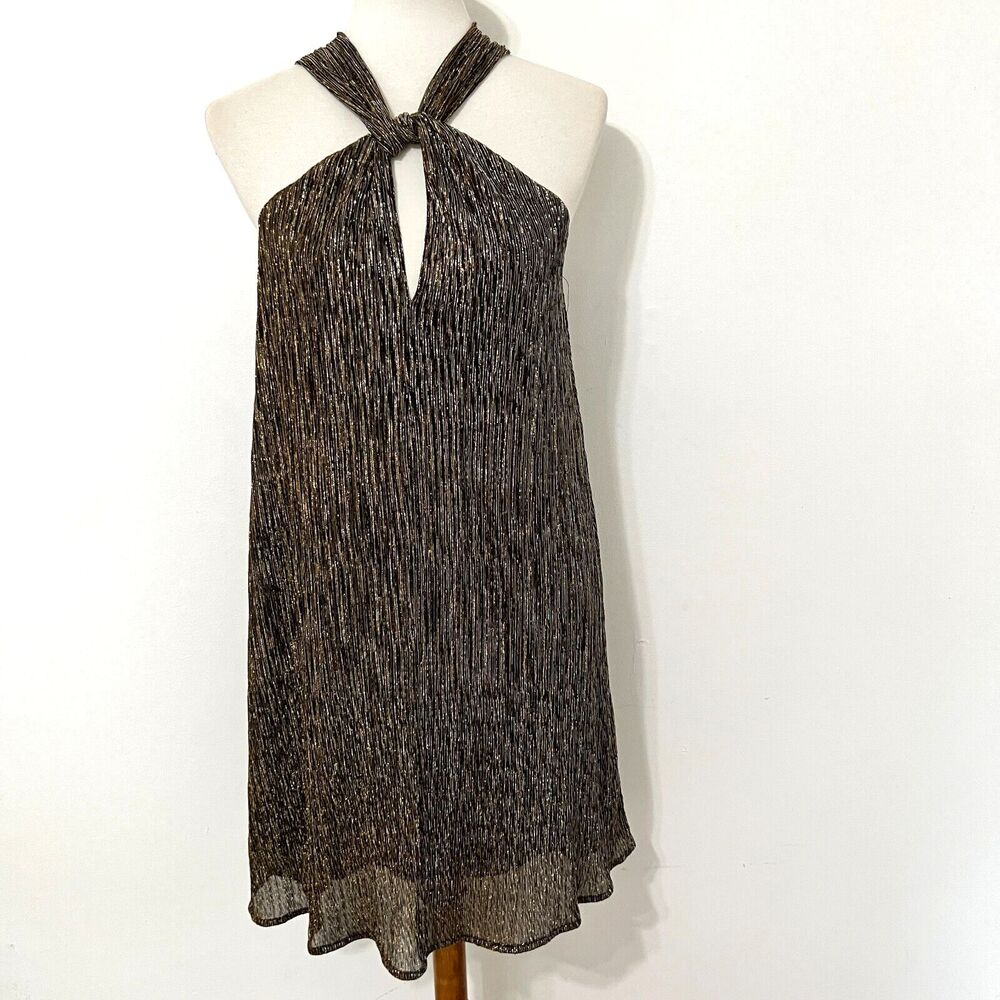 ASTR Metallic Keyhole Halter Dress Size Women's Small Cocktail Party Shimmer